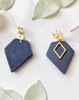 Boucles d'oreilles vegan, Alicia - Cuir de cactus bleu
