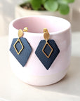 Boucles d'oreilles vegan, Alicia - Cuir de cactus bleu