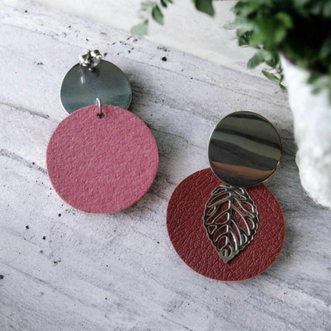 Boucles d&#39;oreilles, Romane - Cuir de pomme