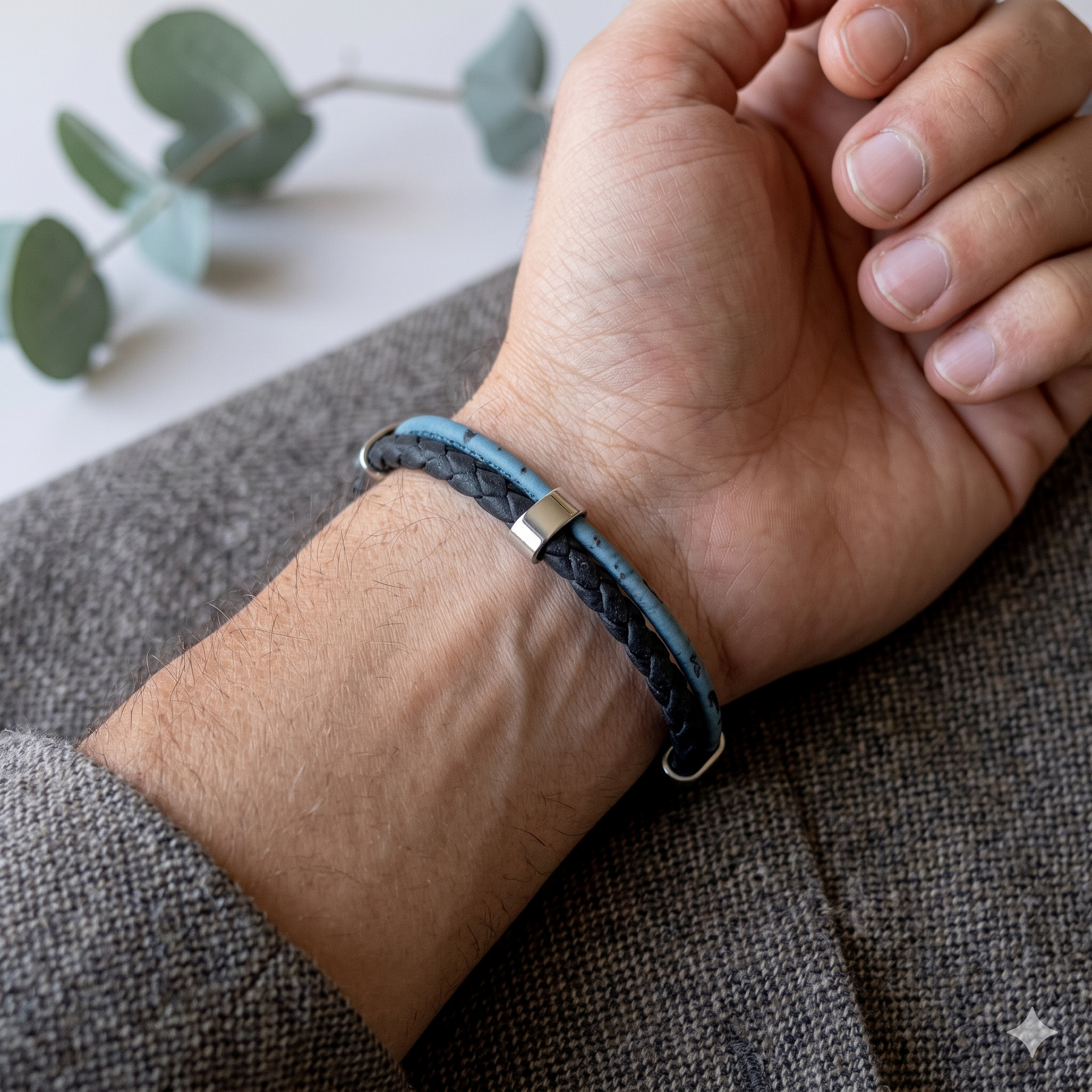 Bracelet vegan en liège tressé, Jules