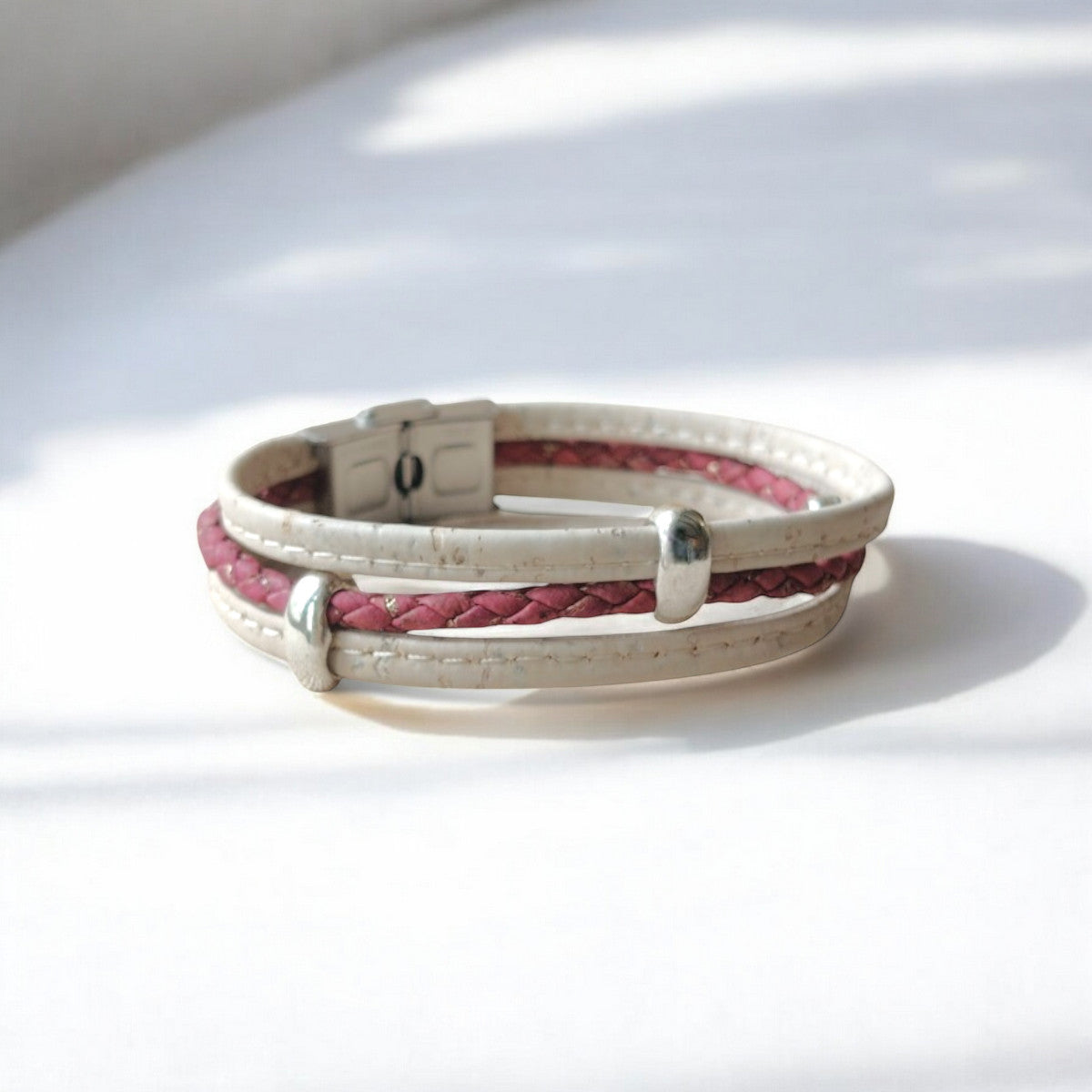 Bracelet en liège Valentina, tressé doré