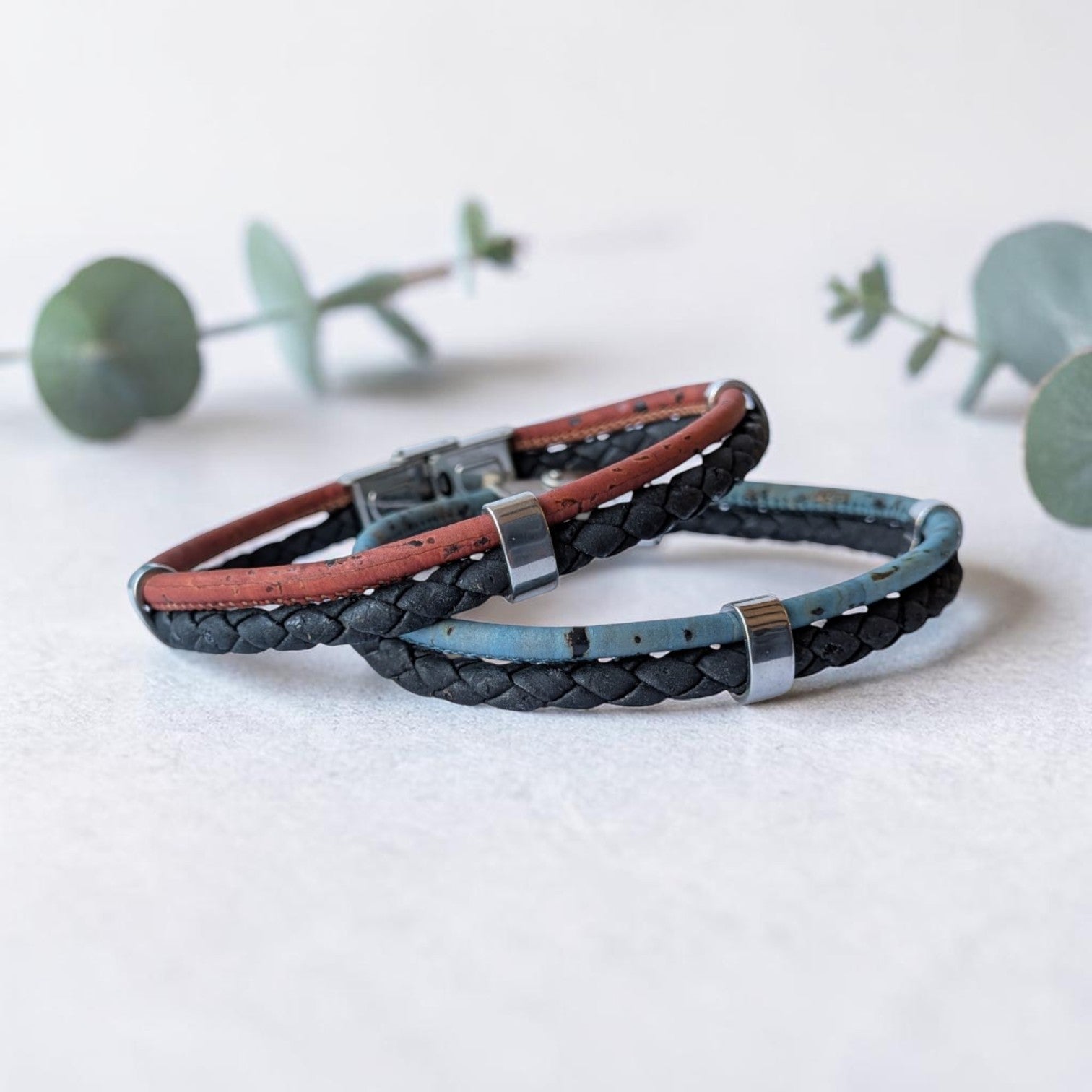Bracelet vegan en liège tressé, Jules