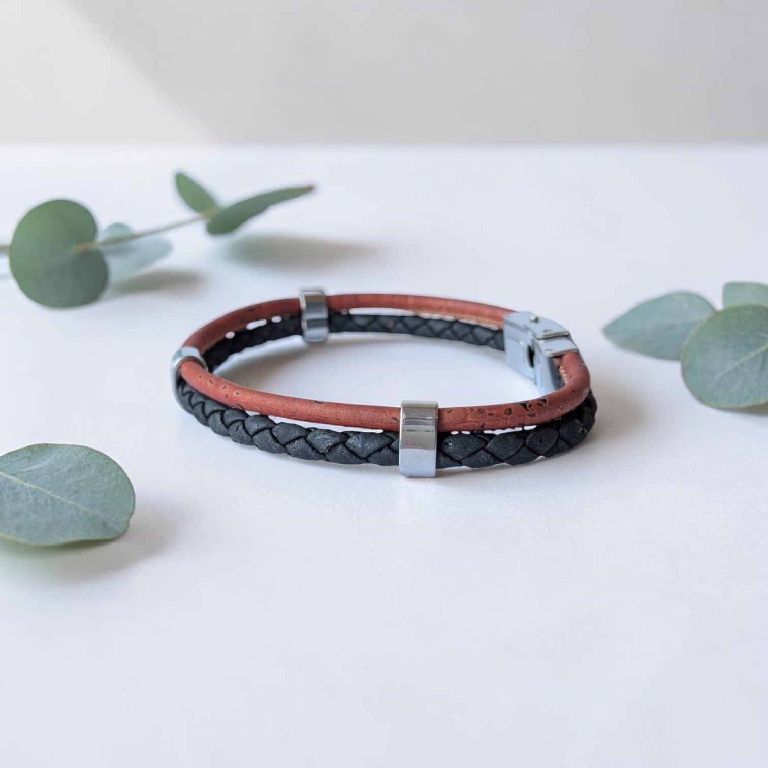 Bracelet vegan en liège tressé, Jules