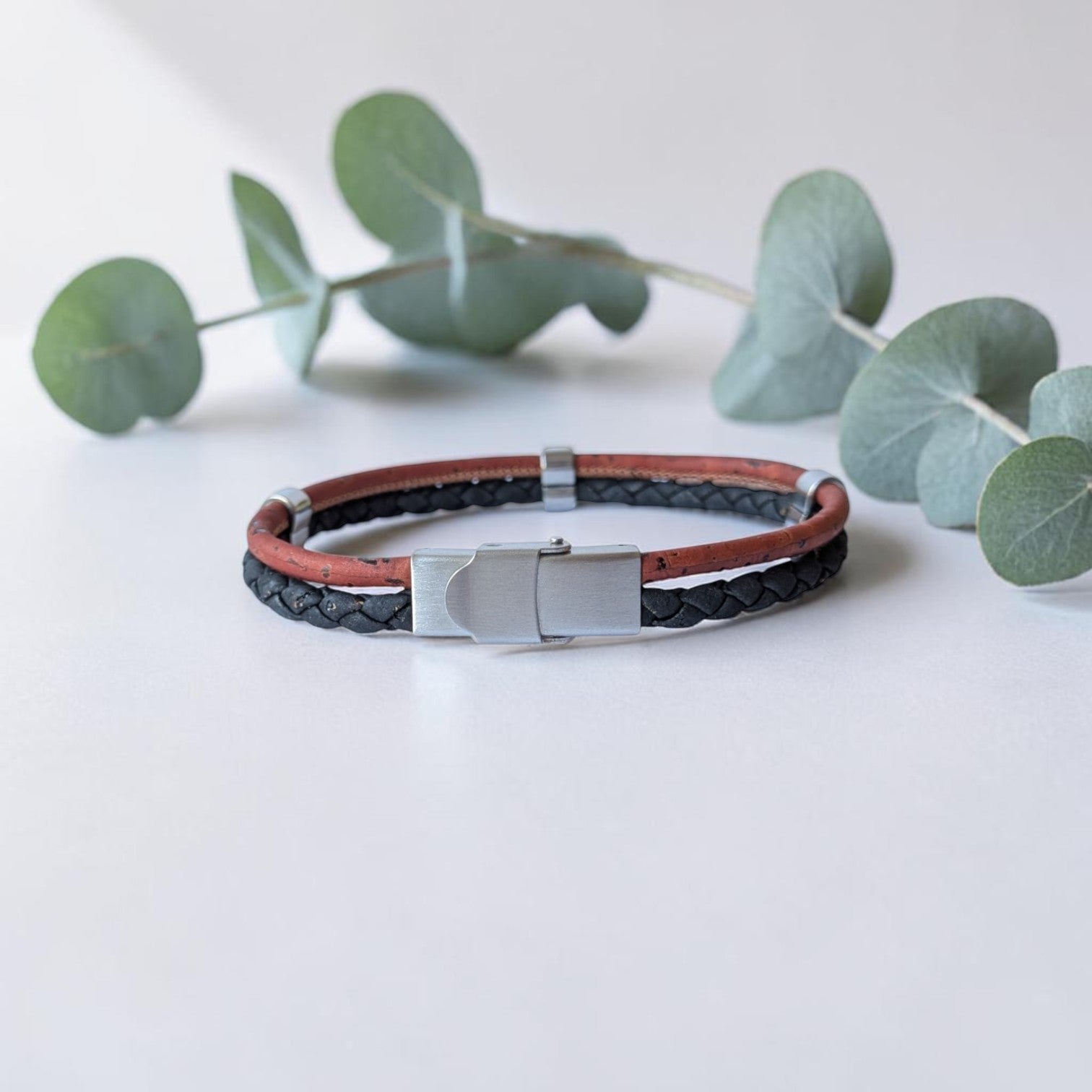 Bracelet vegan en liège tressé, Jules