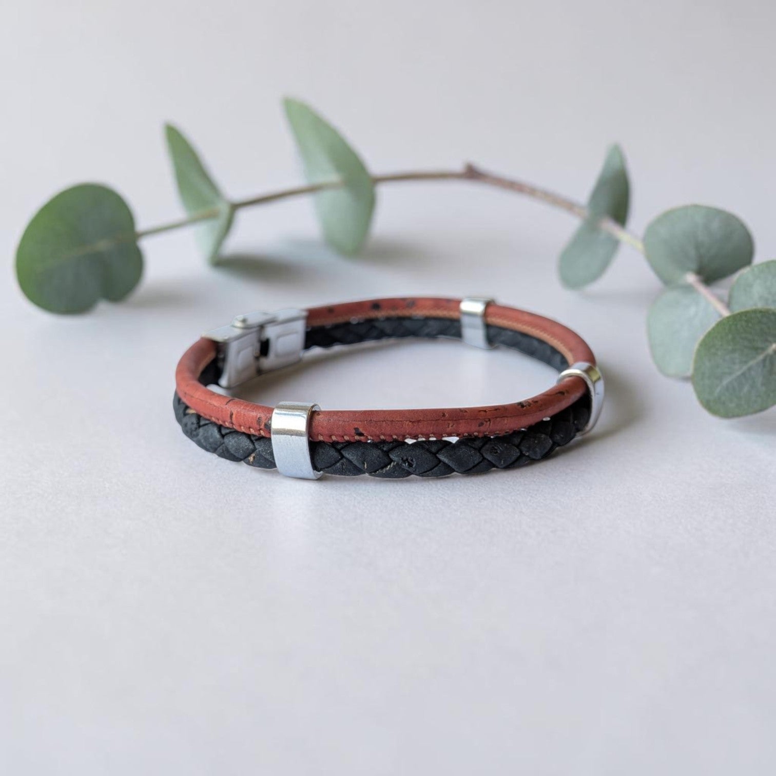 Bracelet vegan en liège tressé, Jules