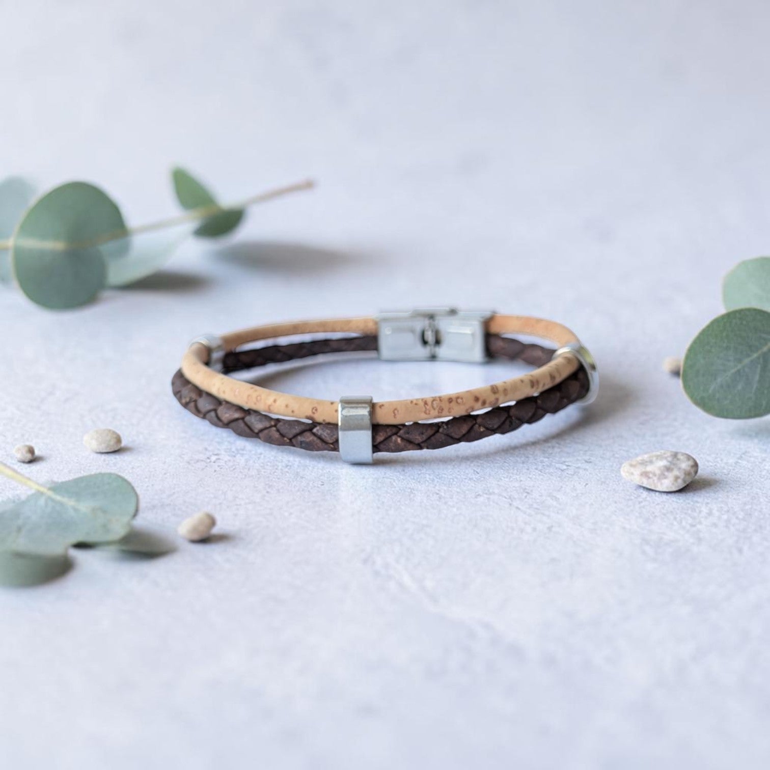 Bracelet vegan en liège tressé, Jules