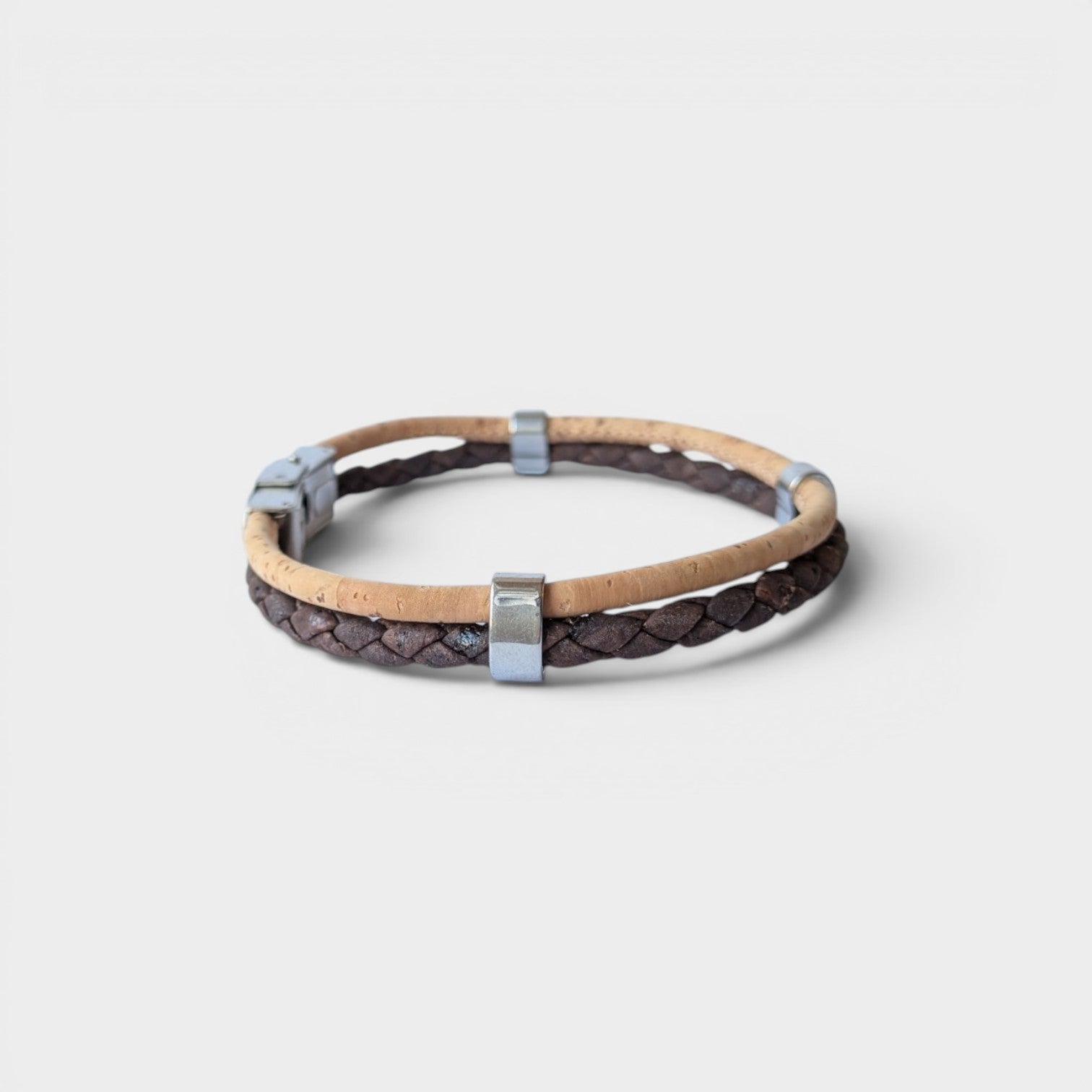 Bracelet vegan en liège tressé, Jules