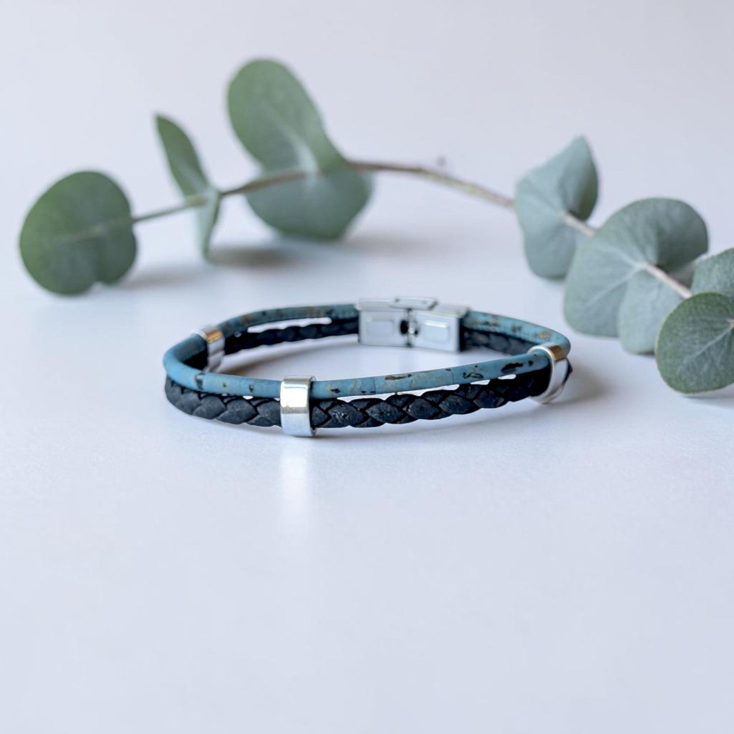 Bracelet vegan en liège tressé, Jules