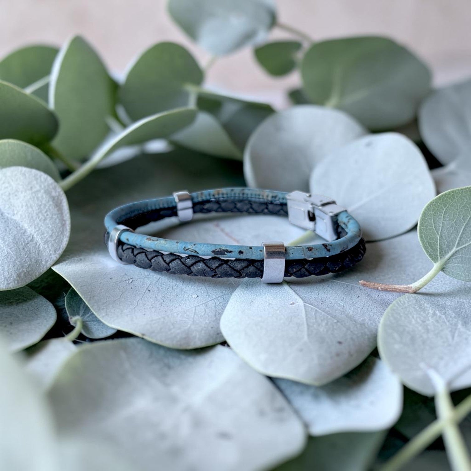 Bracelet vegan en liège tressé, Jules