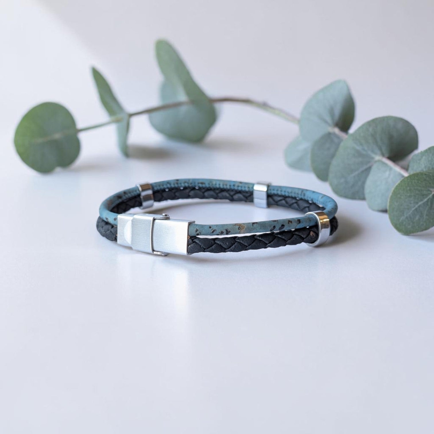 Bracelet vegan en liège tressé, Jules
