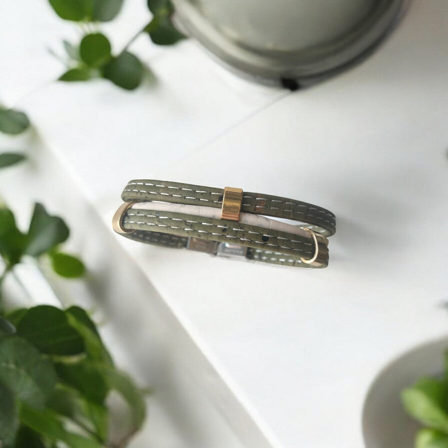 Bracelet en liège Forêt d’Été - Bijoux naturels femme  Karmyliege