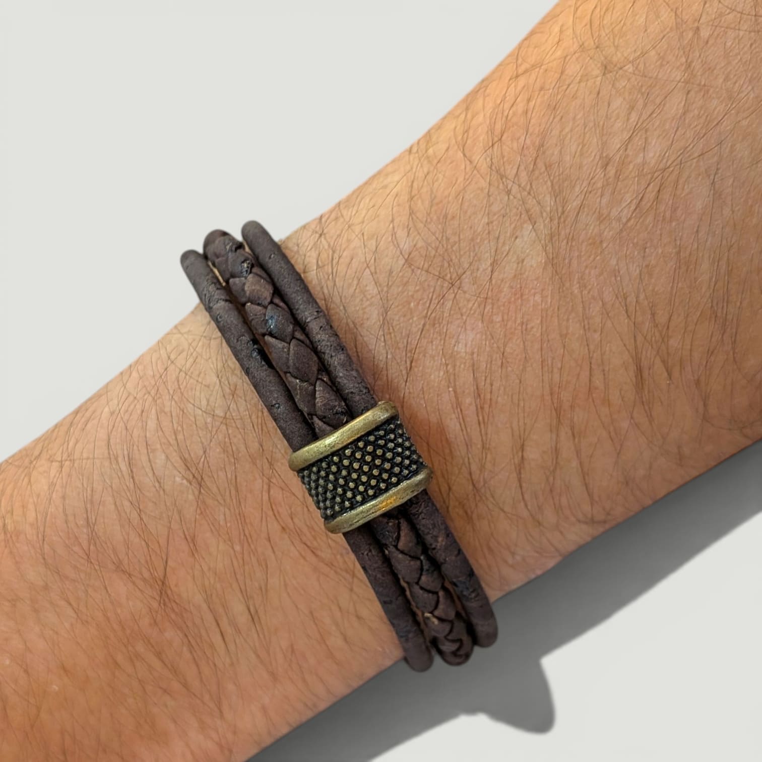 Bracelet en liège tressé Fabien - Bijoux Homme naturel  Karmyliege