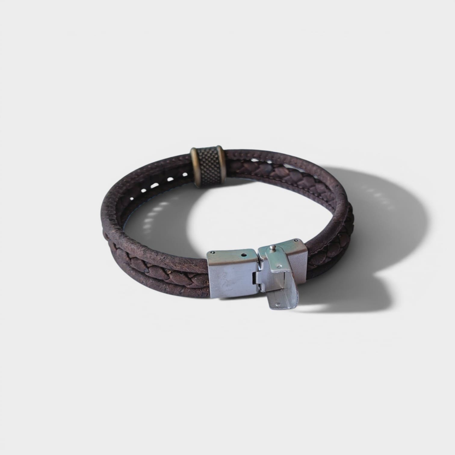 Bracelet en liège tressé Fabien - Bijoux Homme naturel  Karmyliege