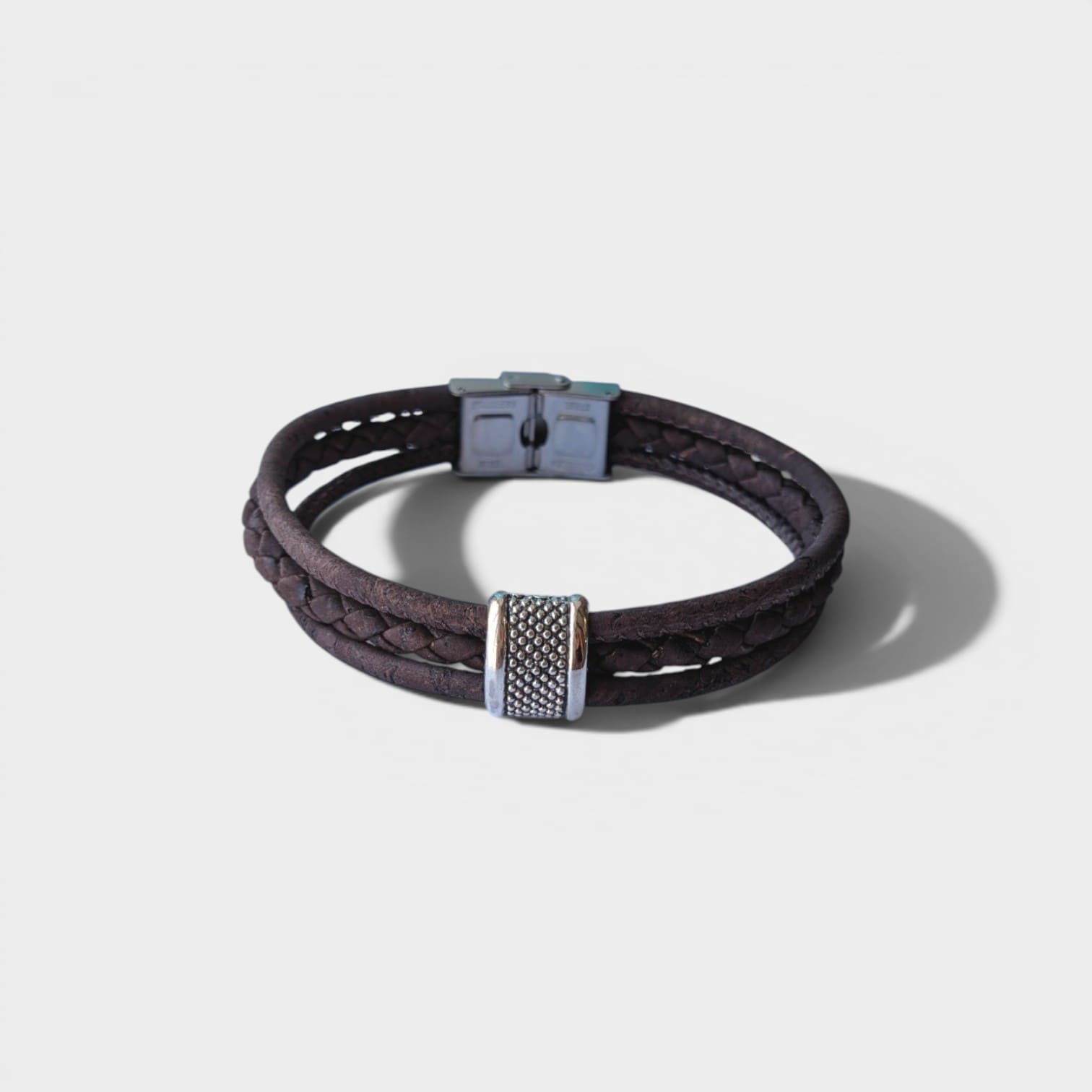 Bracelet en liège tressé Fabien - Bijoux Homme naturel  Karmyliege