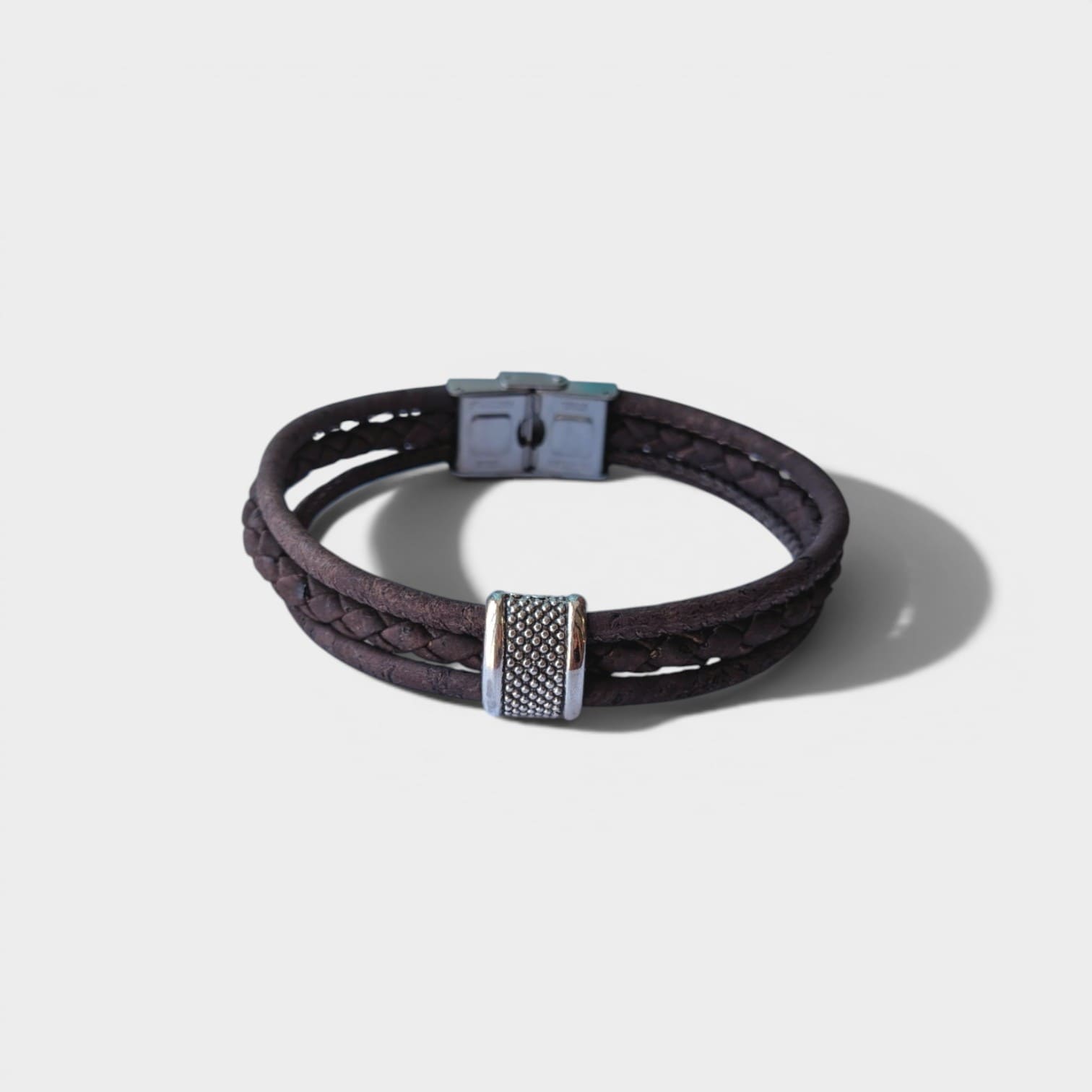 Bracelet en liège tressé Fabien - Bijoux Homme naturel  Karmyliege
