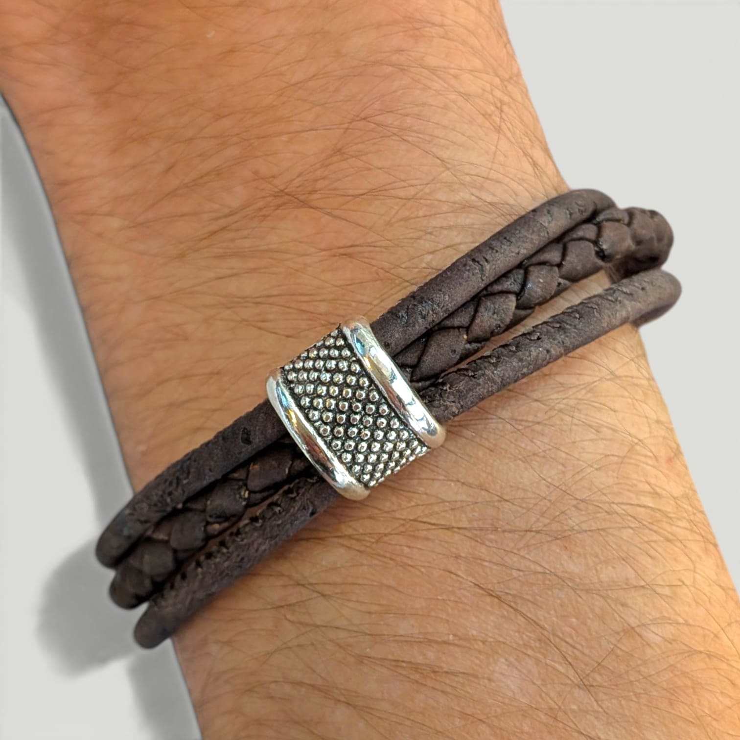 Bracelet en liège tressé Fabien - Bijoux Homme naturel  Karmyliege