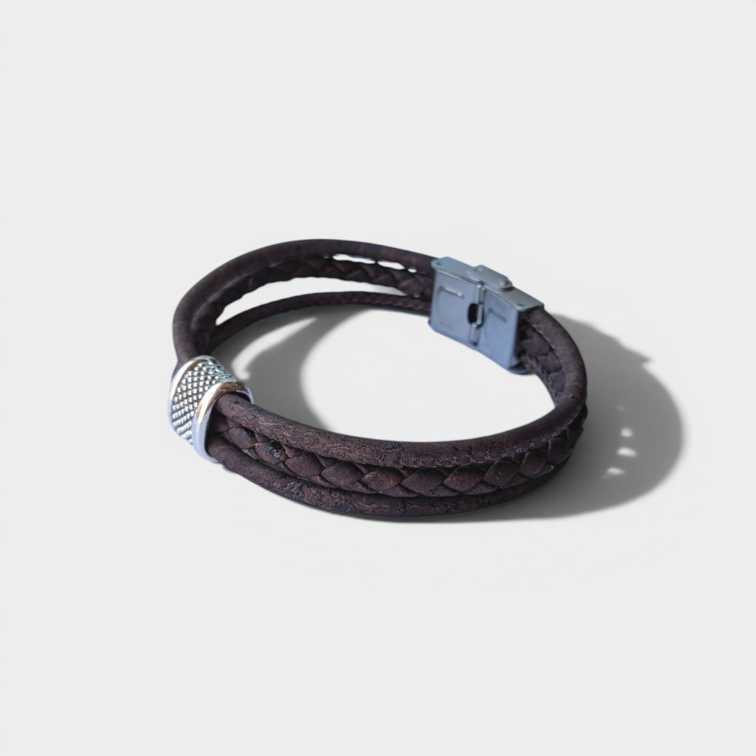 Bracelet en liège tressé Fabien - Bijoux Homme naturel  Karmyliege