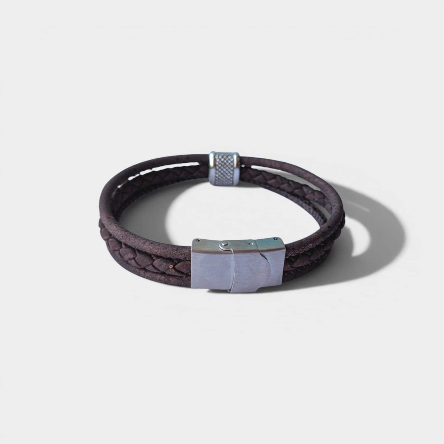 Bracelet en liège tressé Fabien - Bijoux Homme naturel  Karmyliege