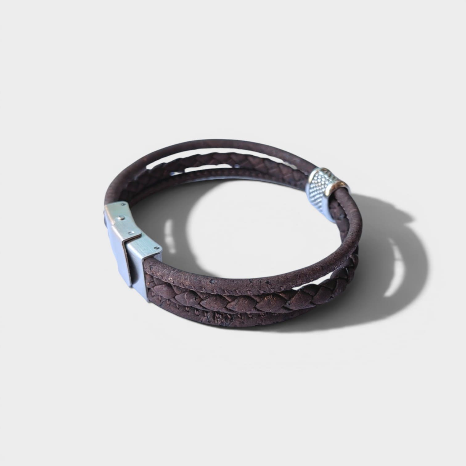 Bracelet en liège tressé Fabien - Bijoux Homme naturel  Karmyliege