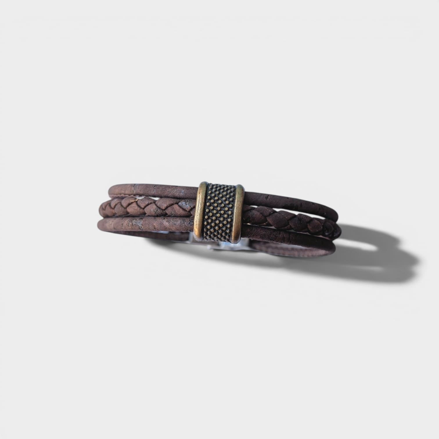 Bracelet en liège tressé Fabien - Bijoux Homme naturel  Karmyliege