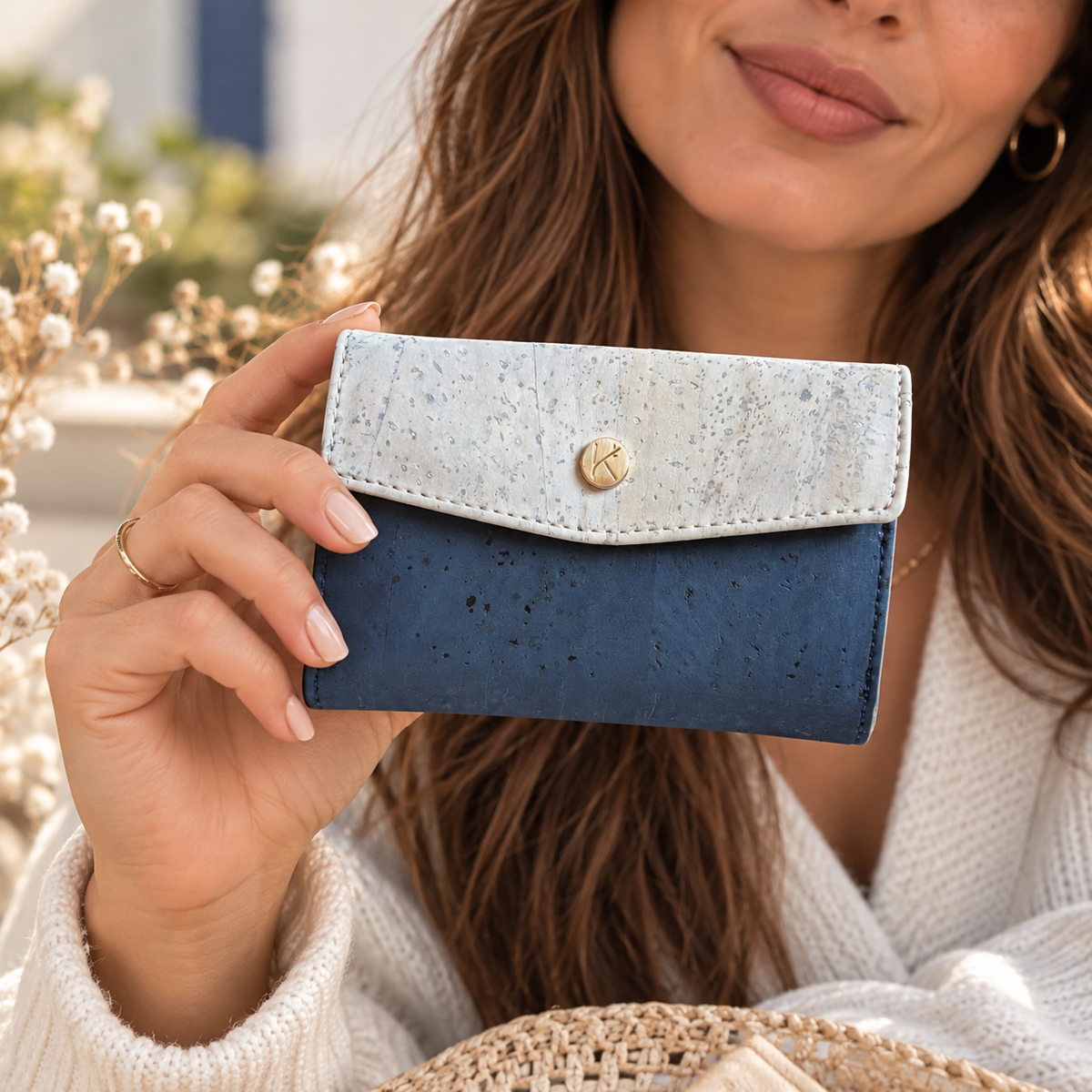 Portefeuille vegan en liège marine, Tiffany  Karmyliege