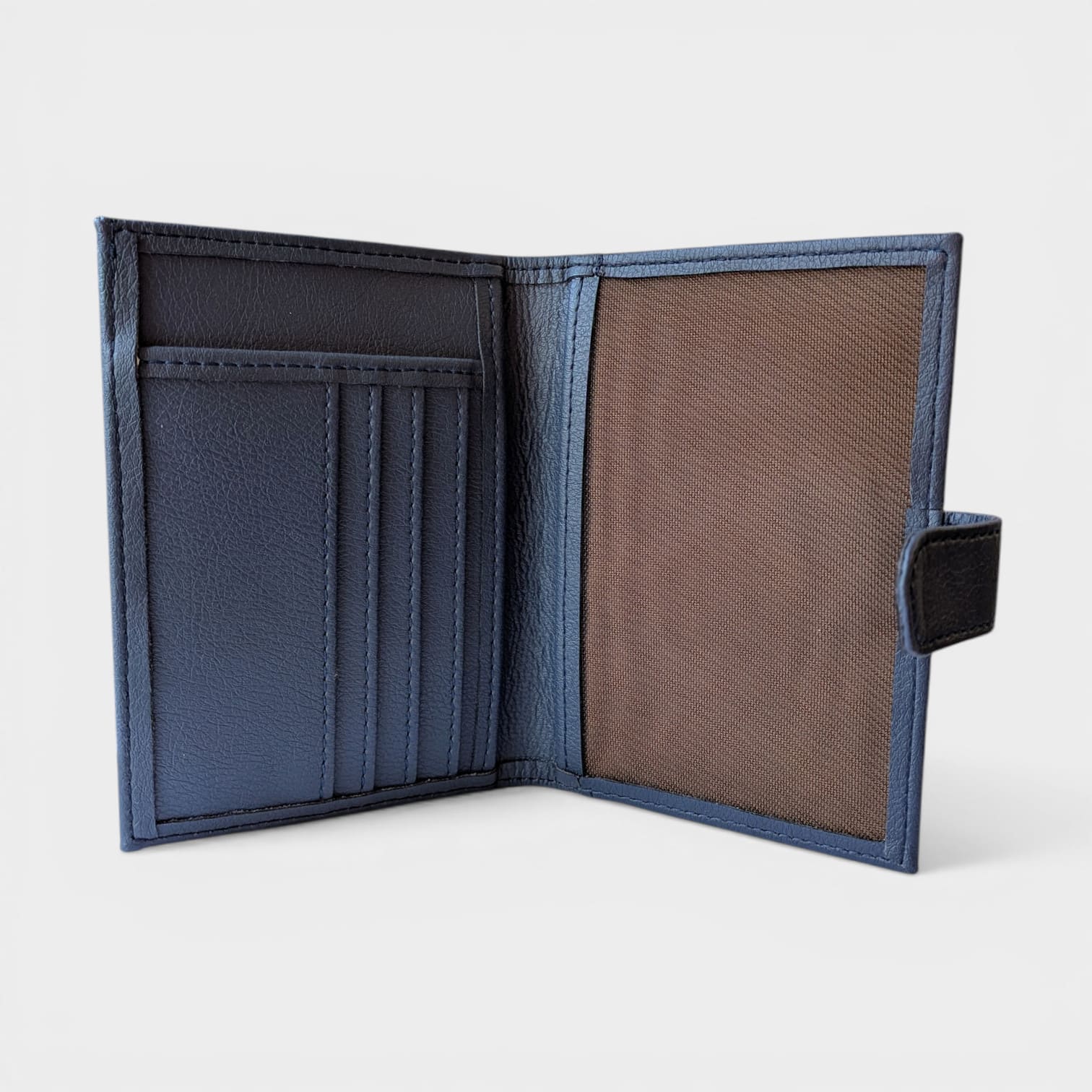 Porte documents vegan- passeport & cartes, Swan en peau de pomme bleu-nuit  Karmyliege