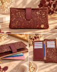 Portefeuille vegan en liège et peau de pomme, Lalie bordeaux doré  Karmyliege