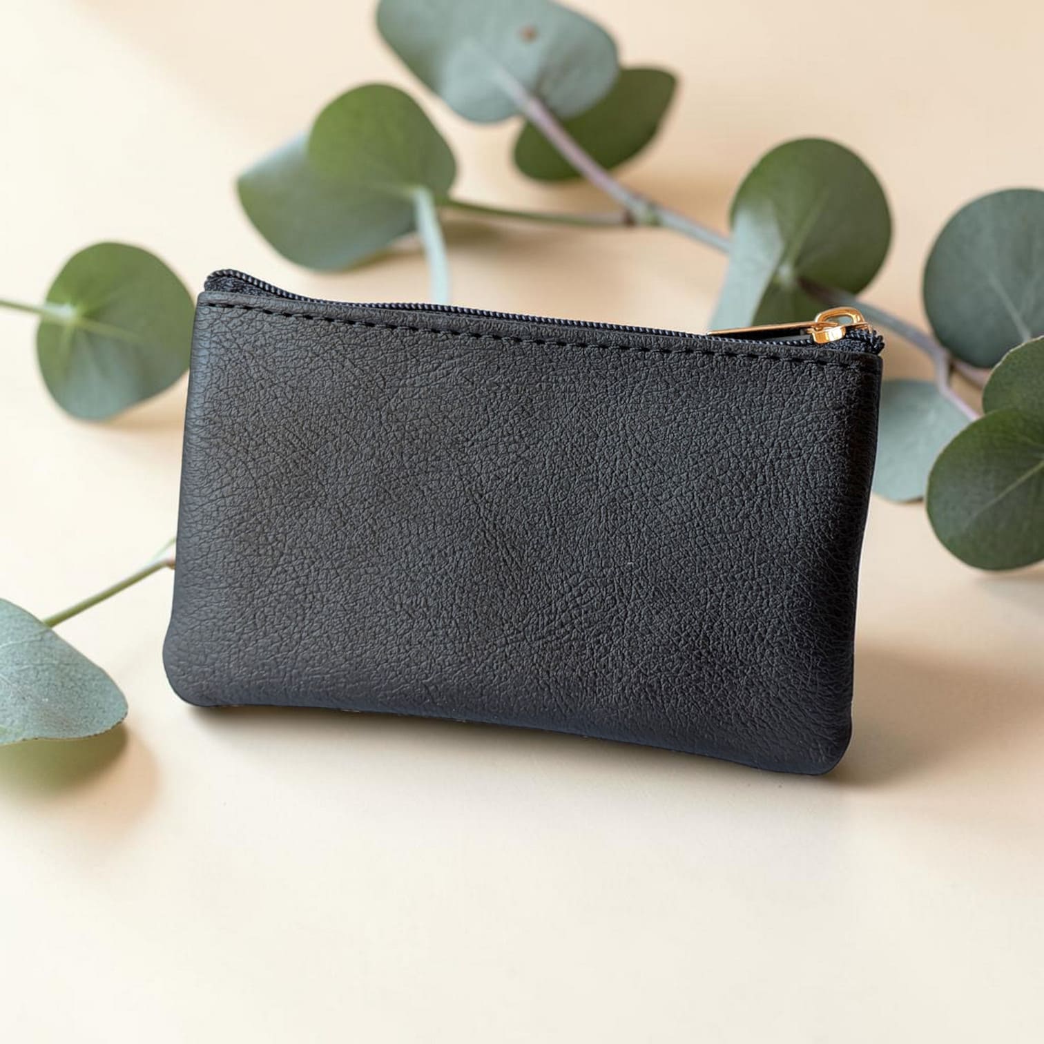 Porte-monnaie vegan en peau de pomme, marine et blanc  Karmyliege
