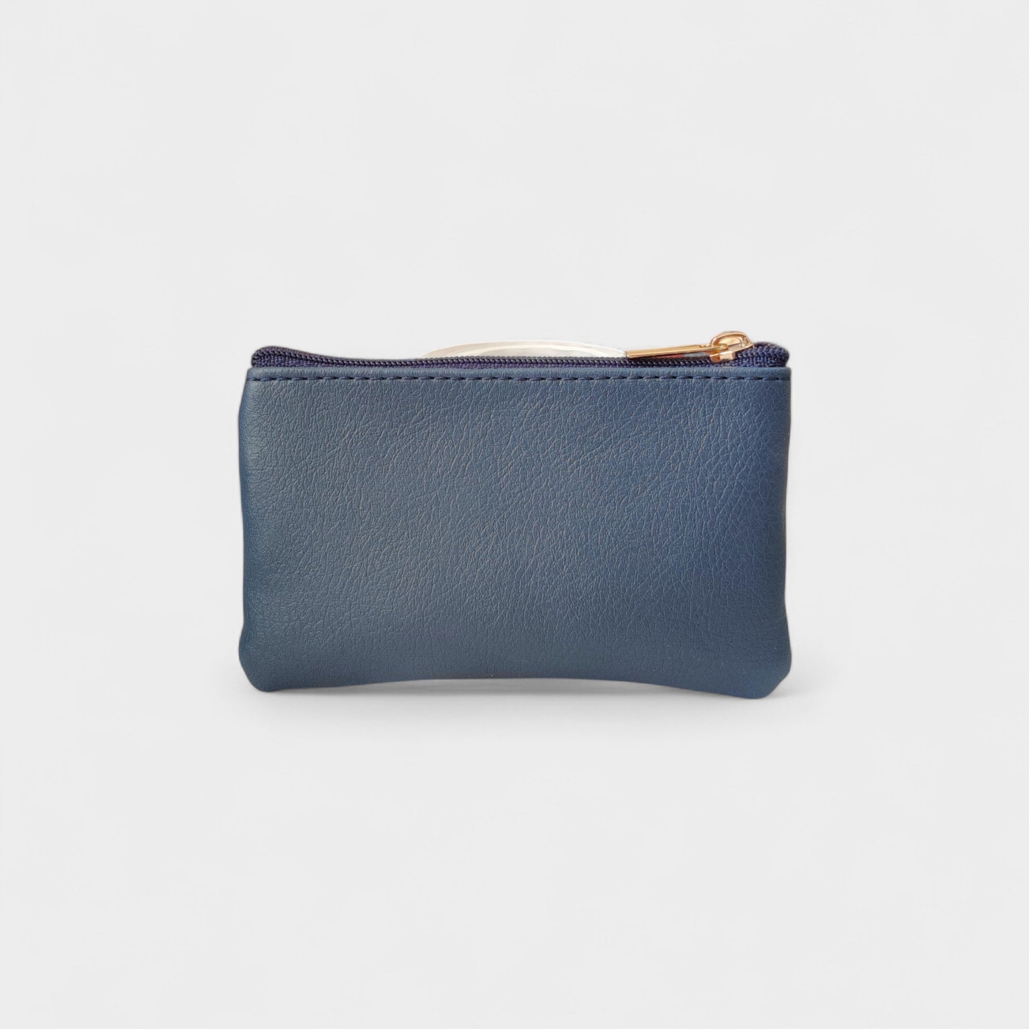 Porte-monnaie vegan en peau de pomme, marine et blanc