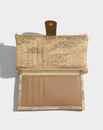 Portefeuille vegan en liège et peau de pomme, Lalie beige doré et camel