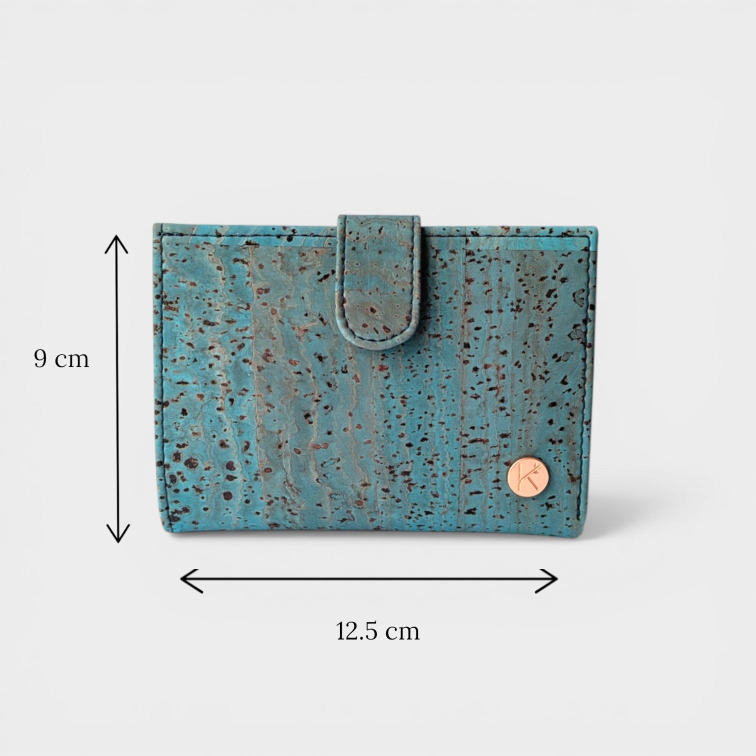Portefeuille en liège, Zoé turquoise grisé
