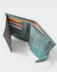 Portefeuille en liège, Zoé turquoise grisé