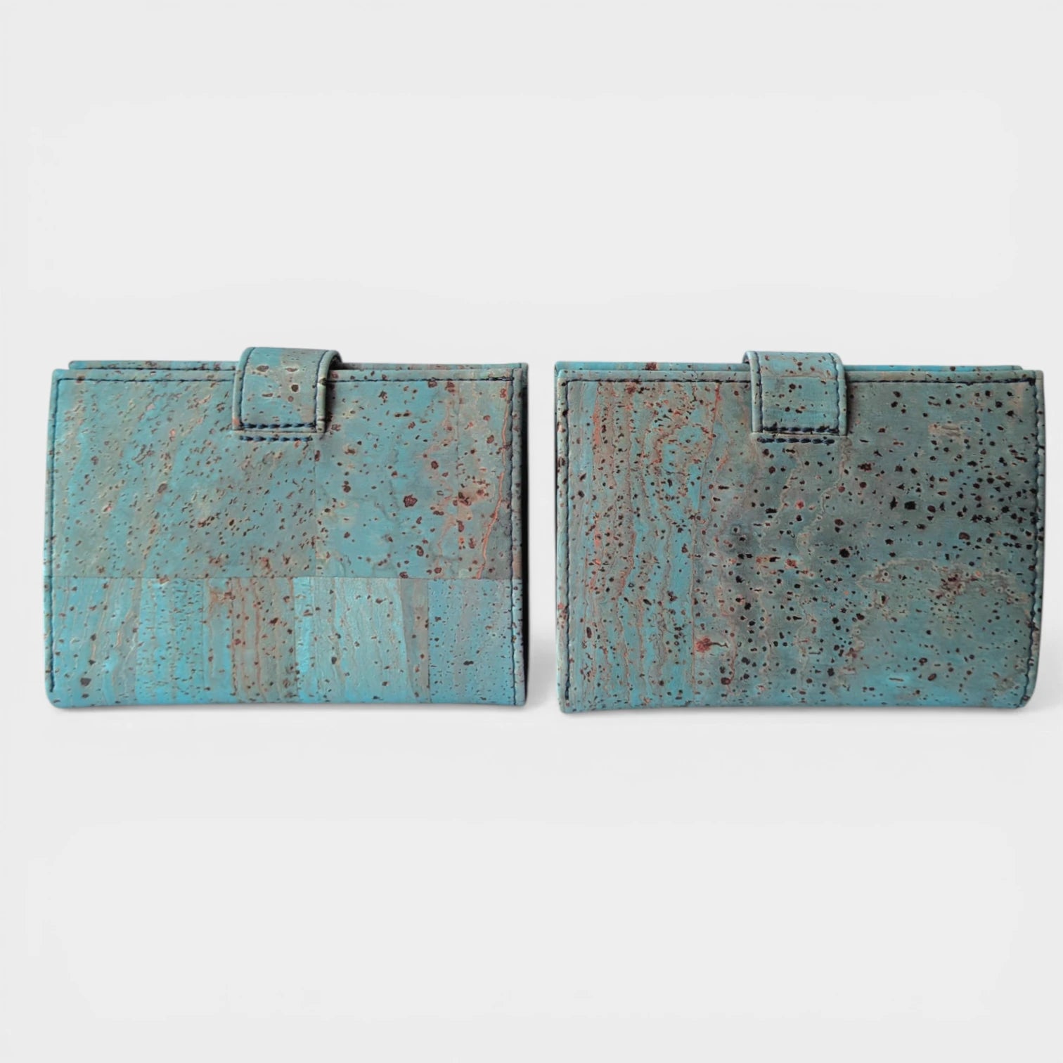 Portefeuille en liège, Zoé turquoise grisé