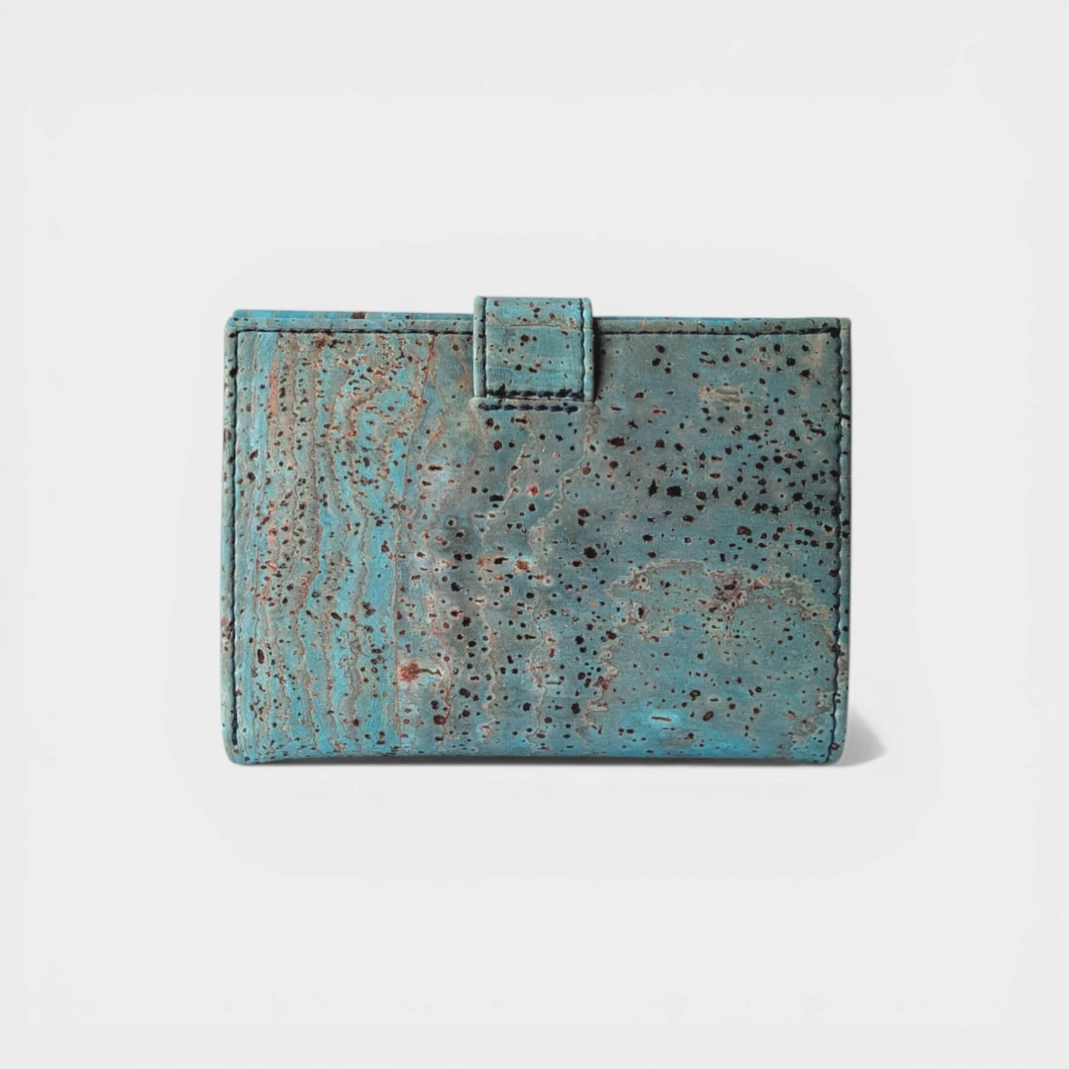 Portefeuille en liège, Zoé turquoise grisé