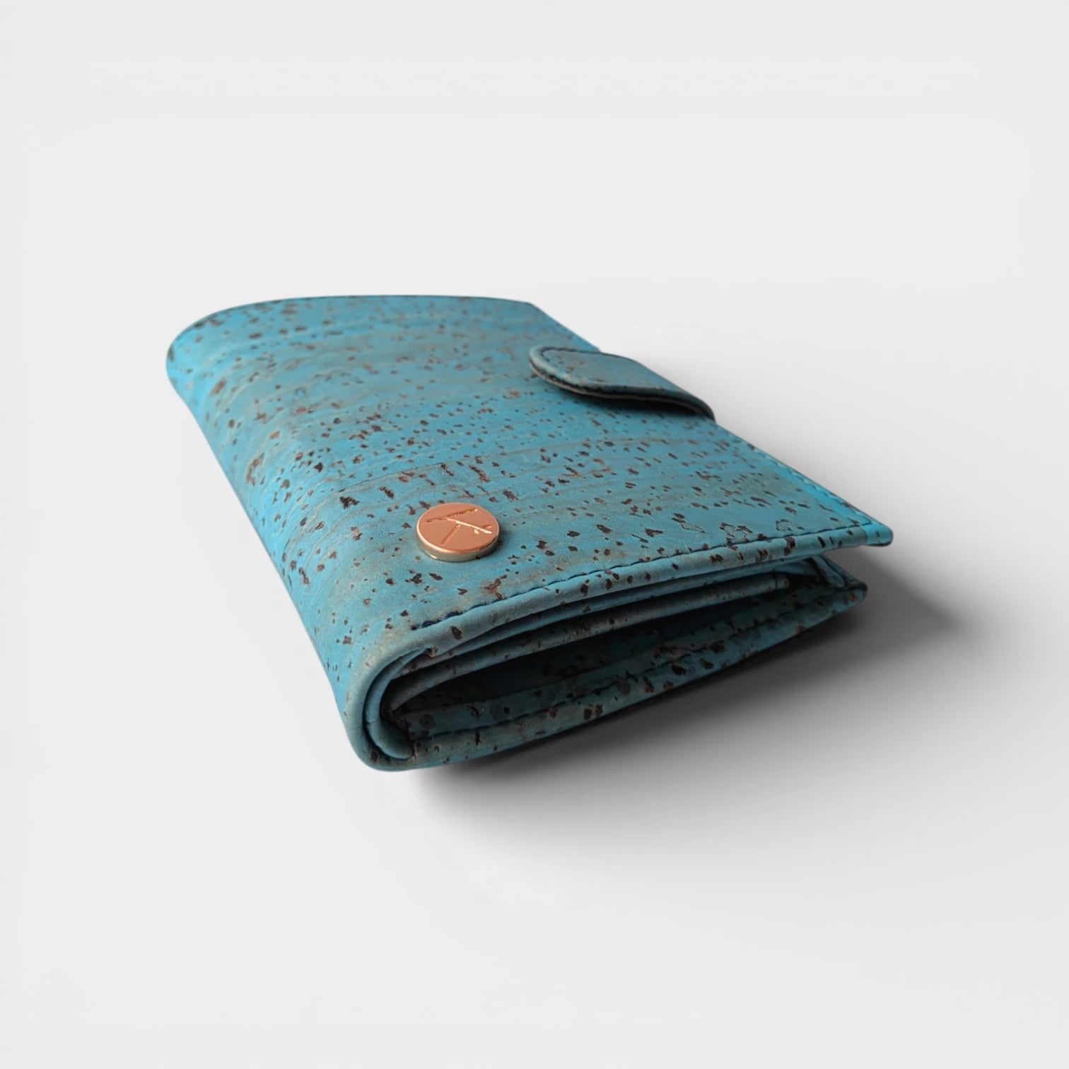 Portefeuille en liège, Zoé turquoise grisé