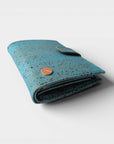 Portefeuille en liège, Zoé turquoise grisé