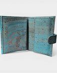 Portefeuille en liège, Zoé turquoise grisé
