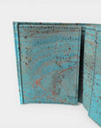 Portefeuille en liège, Zoé turquoise grisé