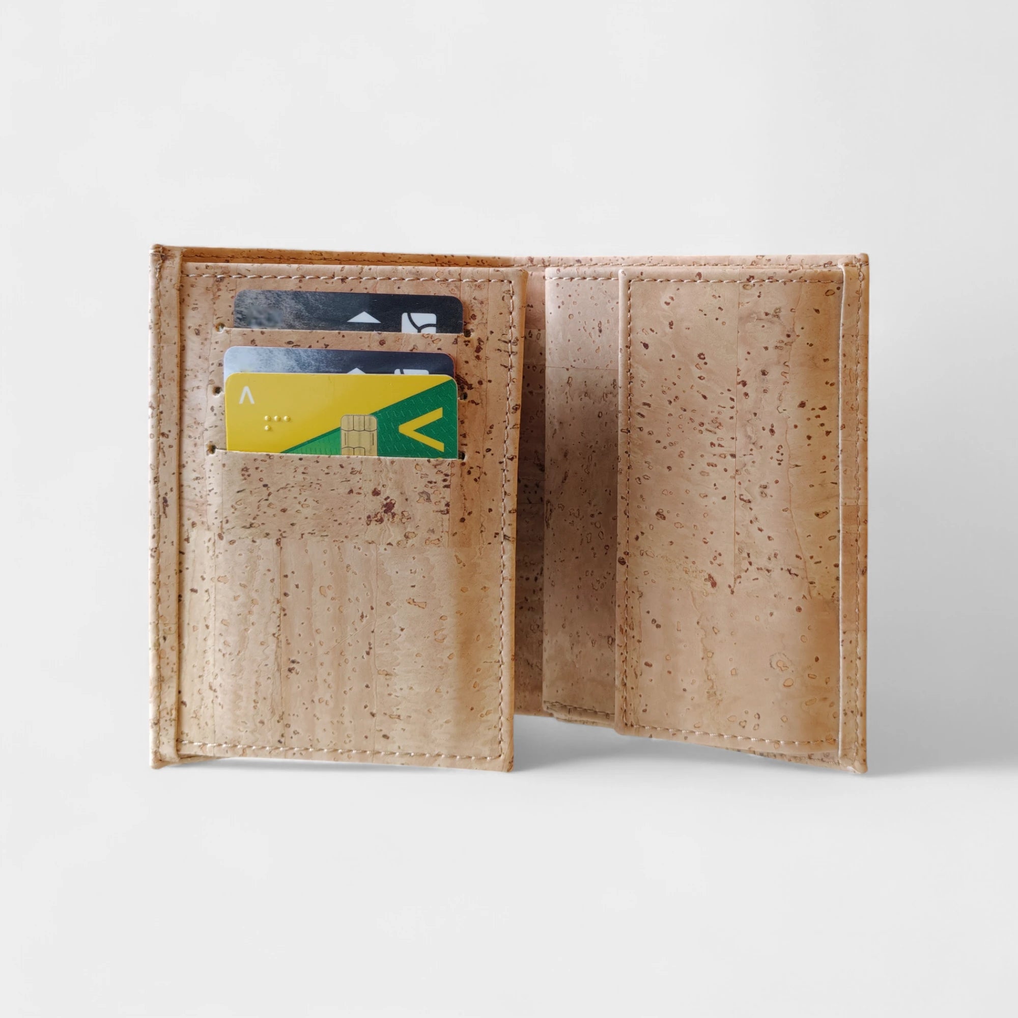 Portefeuille vegan en liège vertical avec volet, Sam