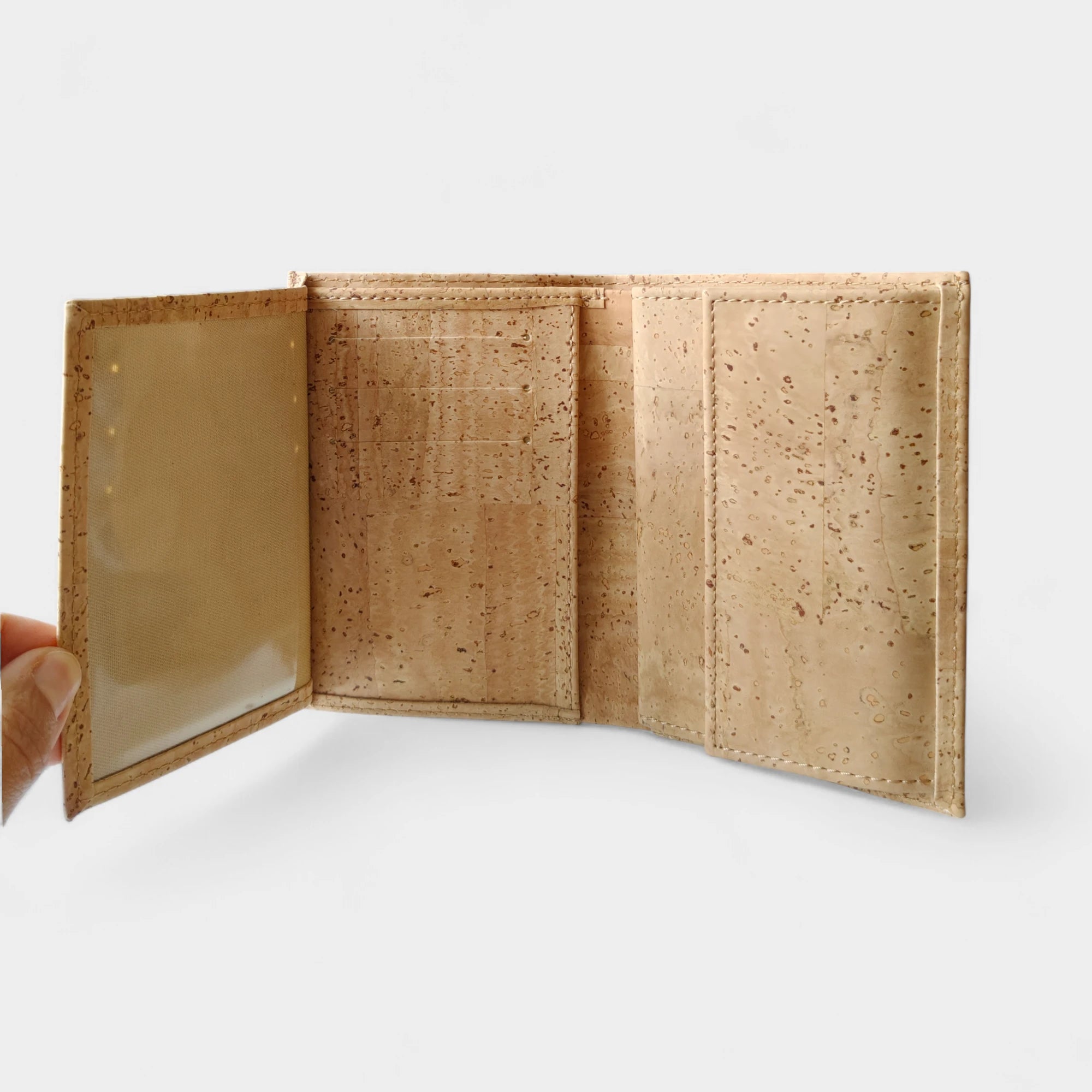 Portefeuille vegan en liège vertical avec volet, Sam