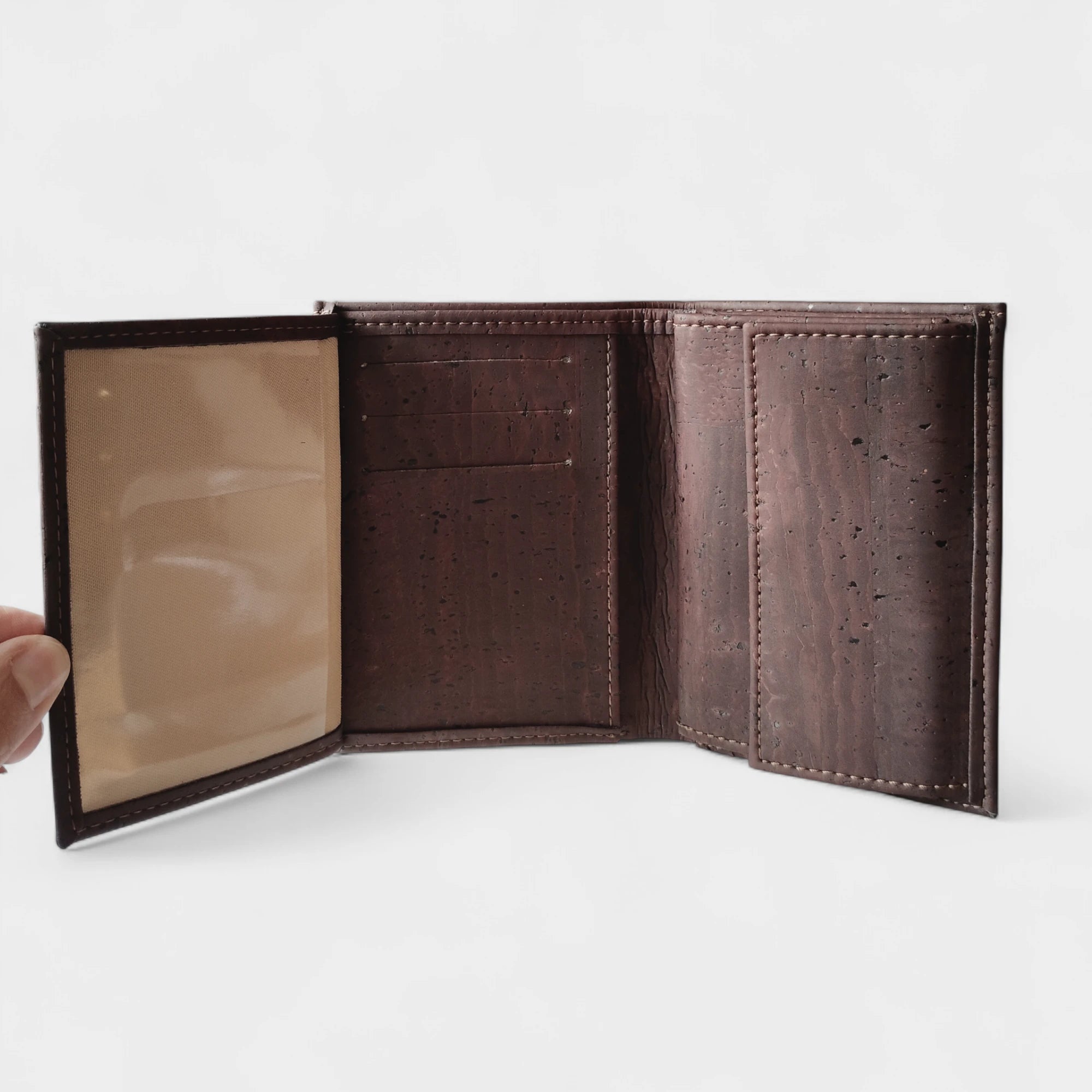 Portefeuille vegan en liège vertical avec volet, Sam