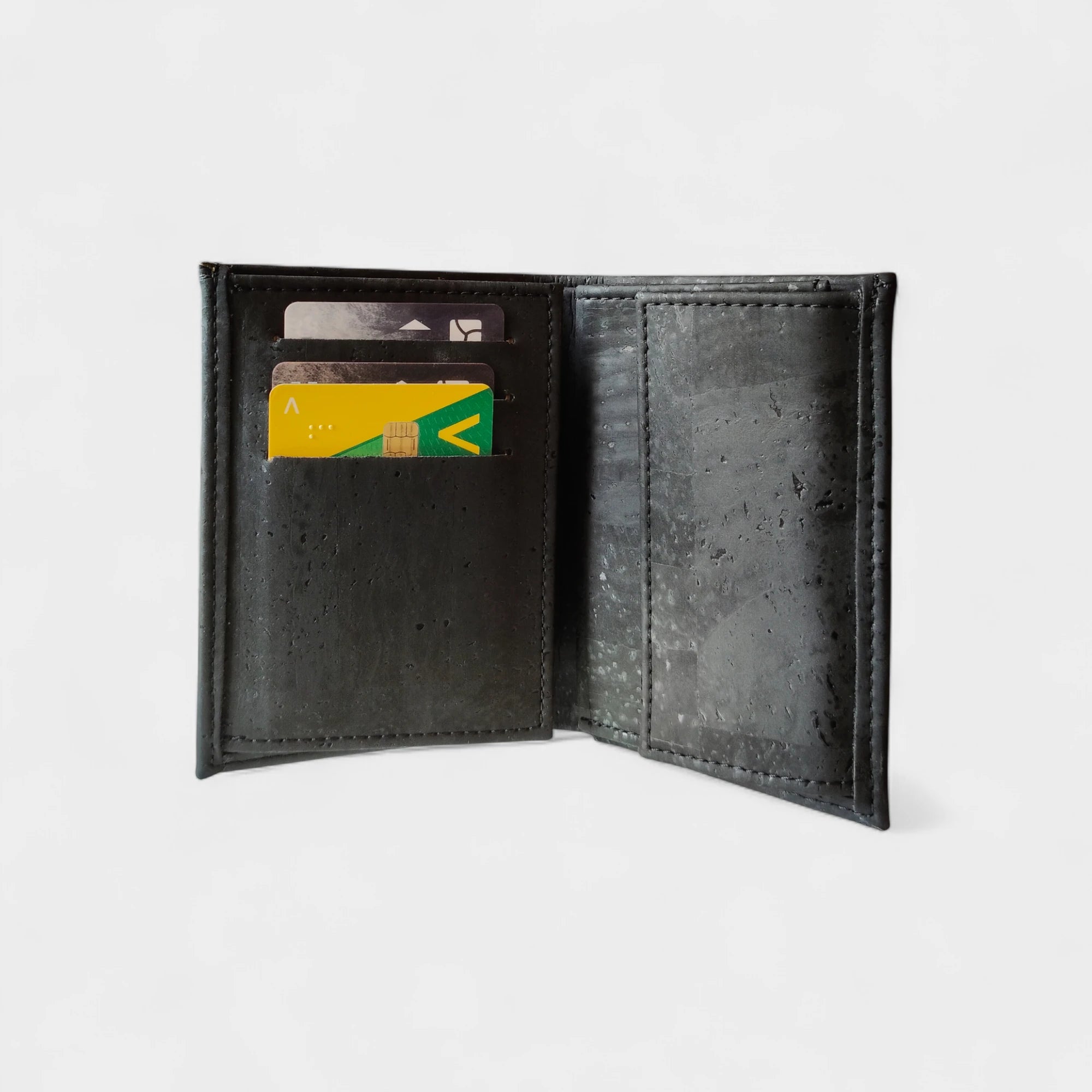 Portefeuille vegan en liège vertical avec volet, Sam