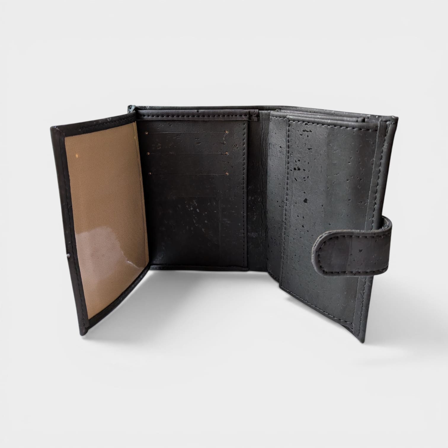 Portefeuille vegan en liège vertical avec volet, Noha