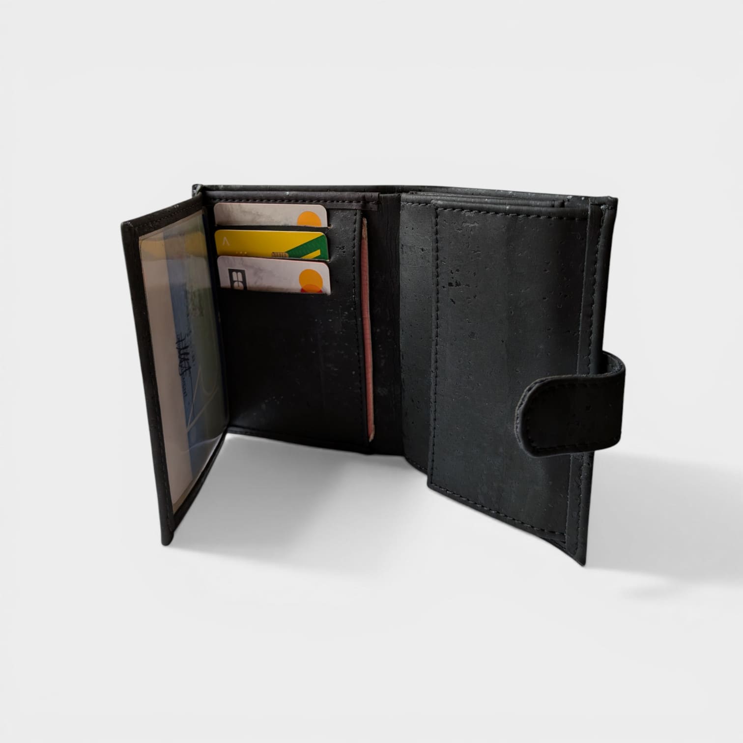 Portefeuille vegan en liège vertical avec volet, Noha