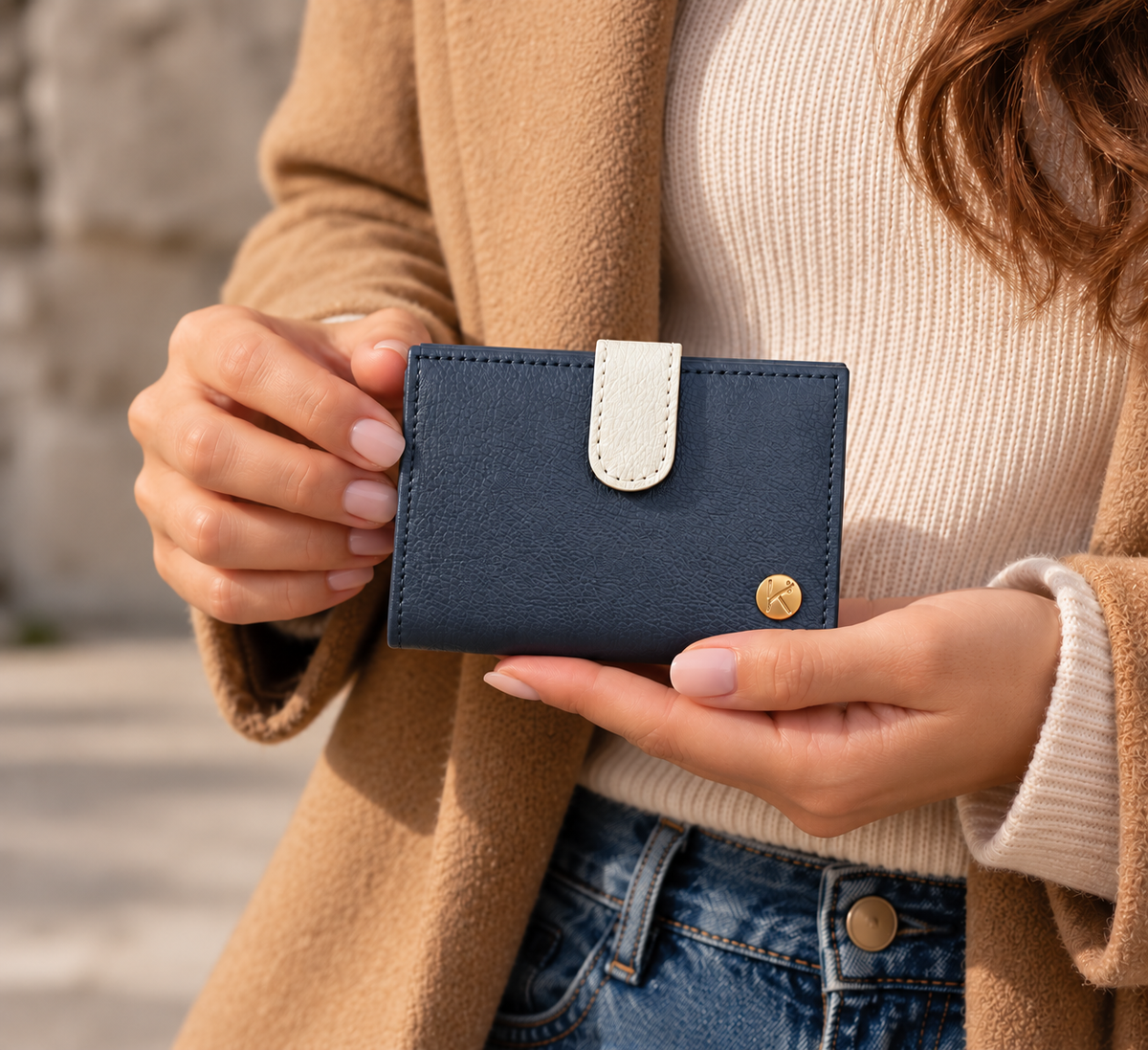 Portefeuille femme vegan en peau de pomme marine, Zola  Karmyliege