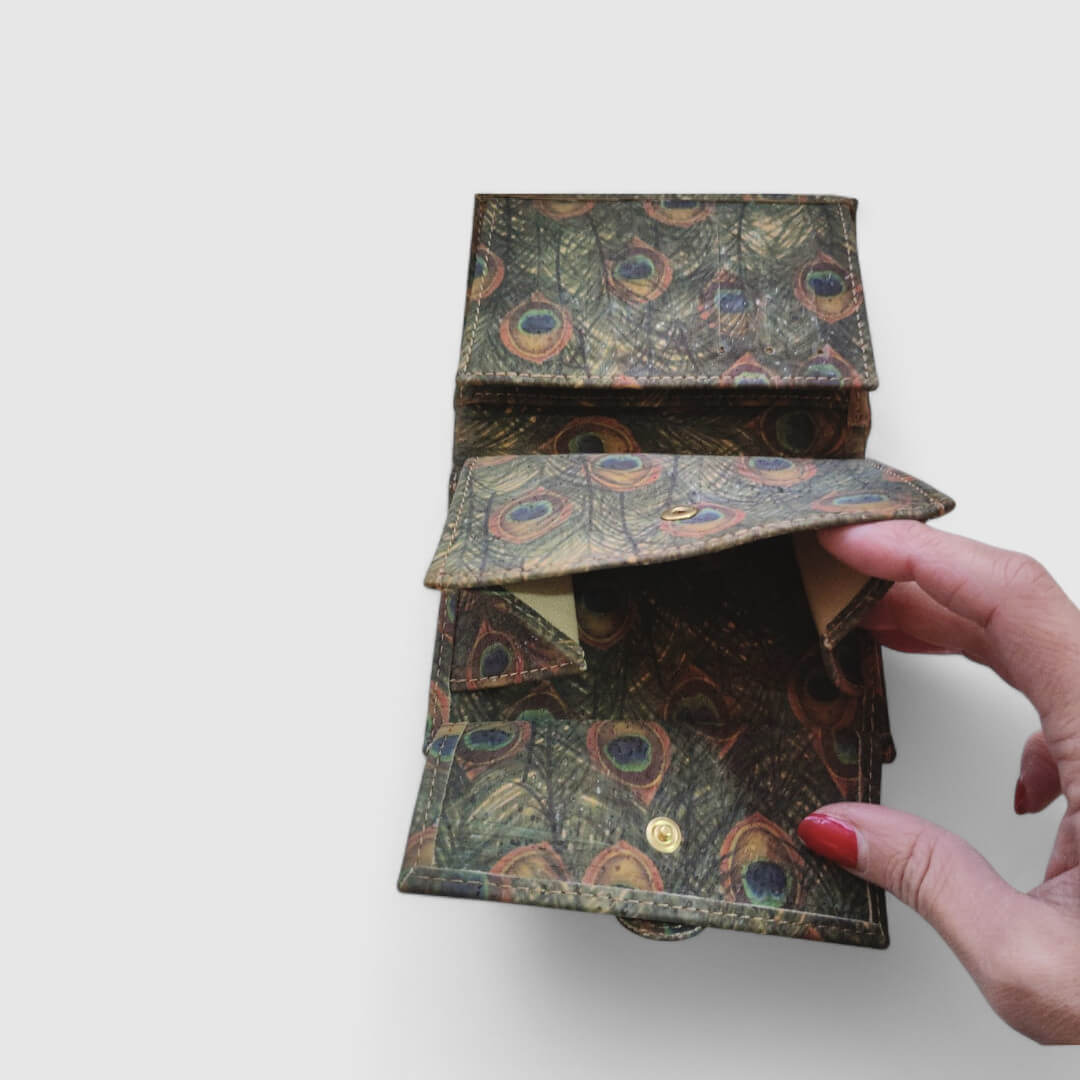 Portefeuille en liège, Zoé paon