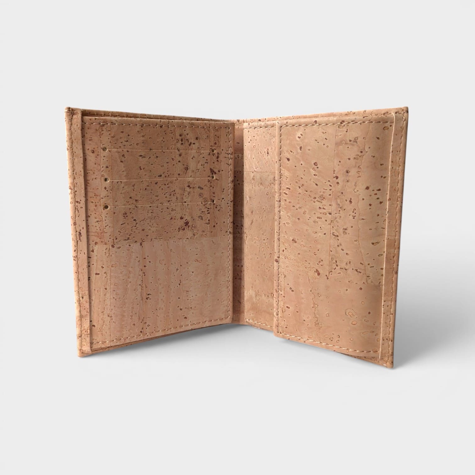 Portefeuille vegan en liège vertical avec volet, Sam beige  Karmyliege